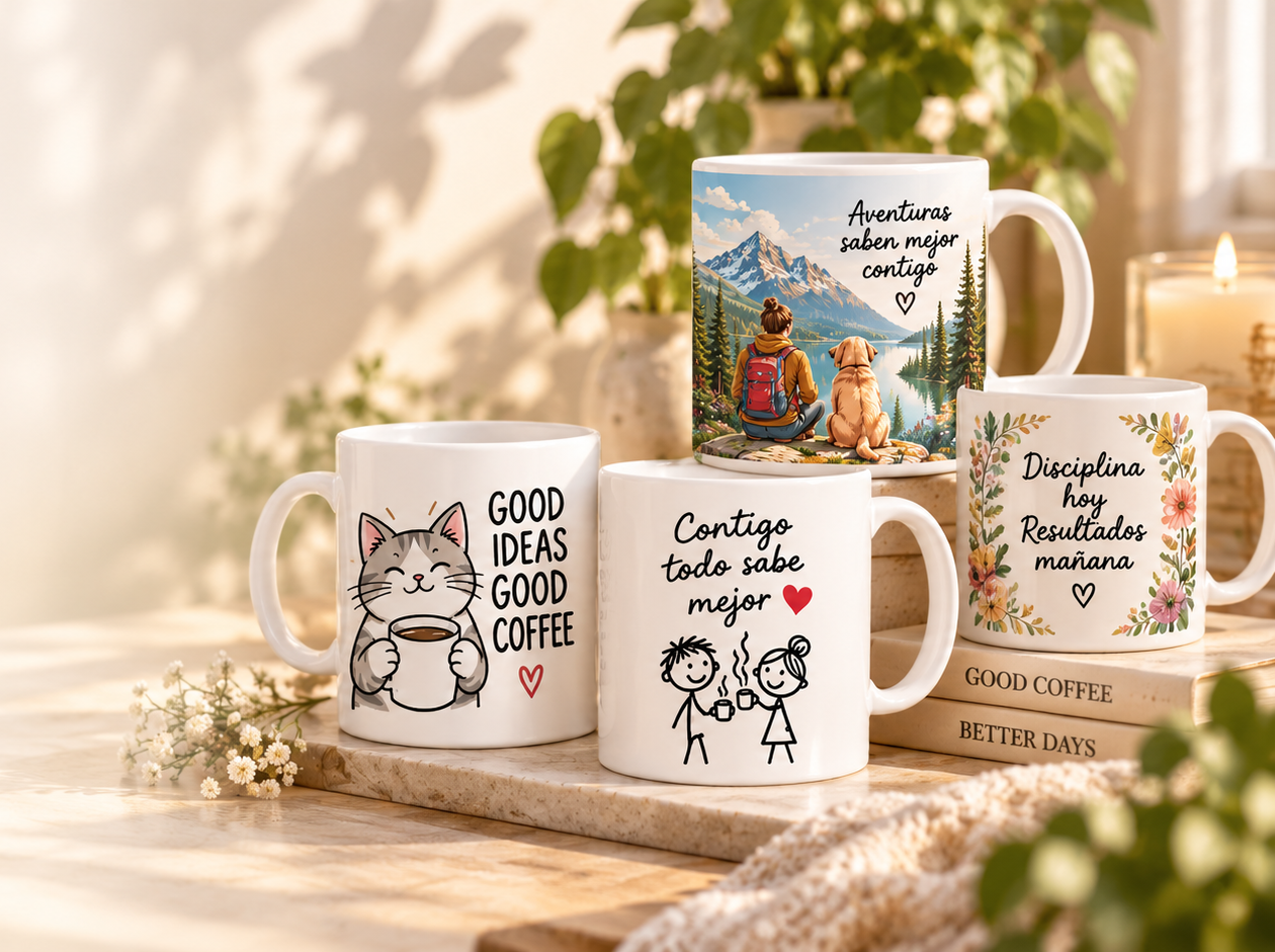 Ejemplos de tazas personalizadas con IA